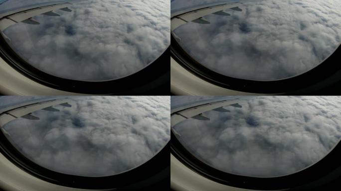 从飞机窗口观看高山景观