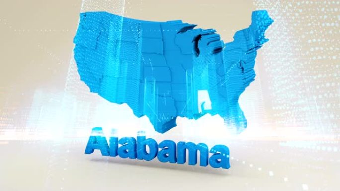 美国，阿拉巴马州动画地图地理
