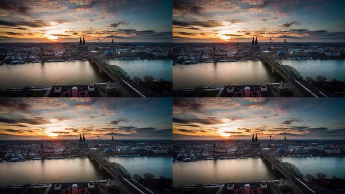 日落时的科隆城市景观