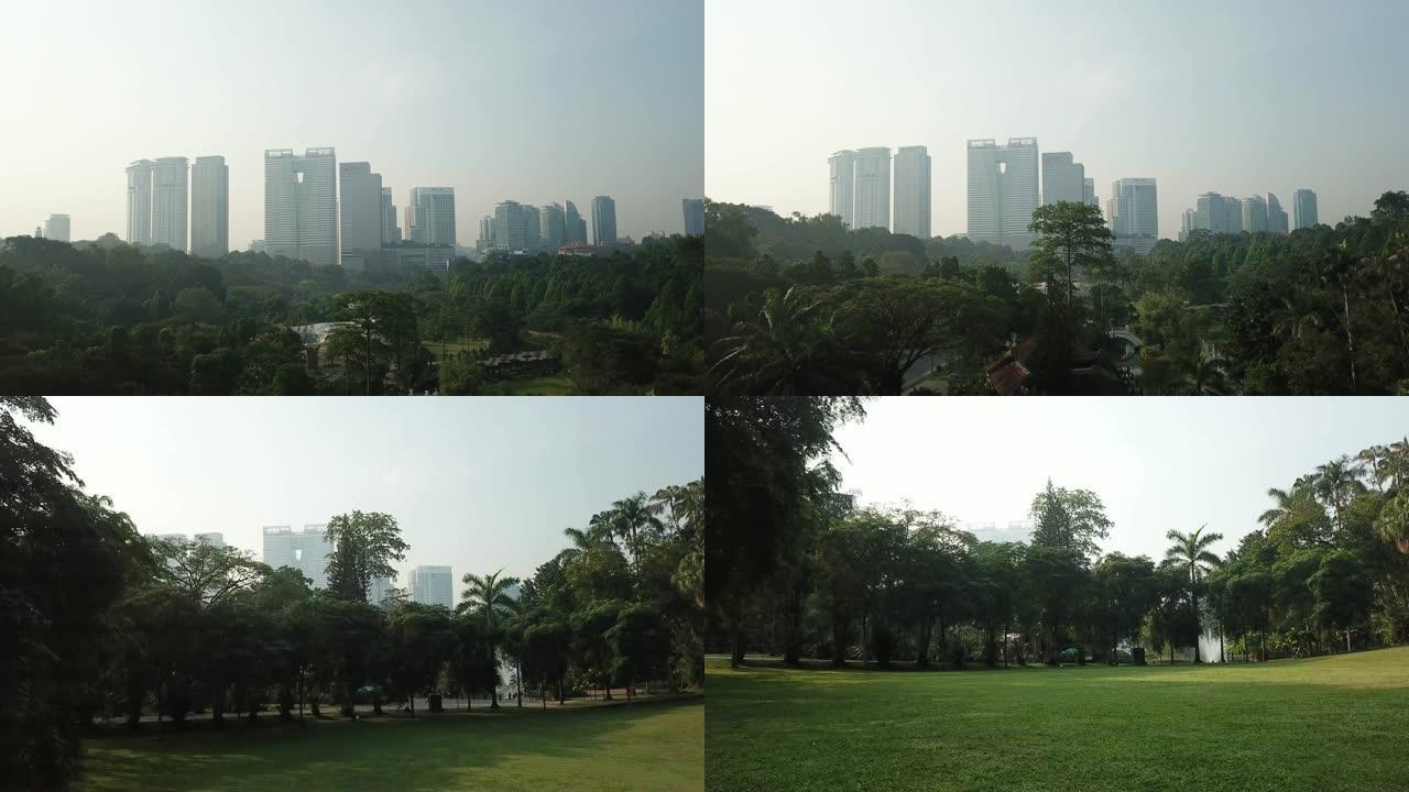 吉隆坡公共公园的4k视频Public Lake Perdana在morning