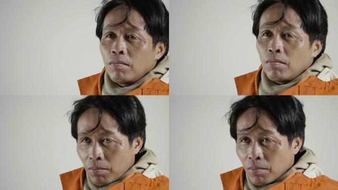 亚洲消防员消防脸部烧伤