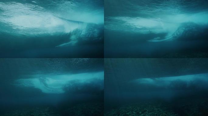 从地表以下冲浪波涛汹涌海浪海底世界