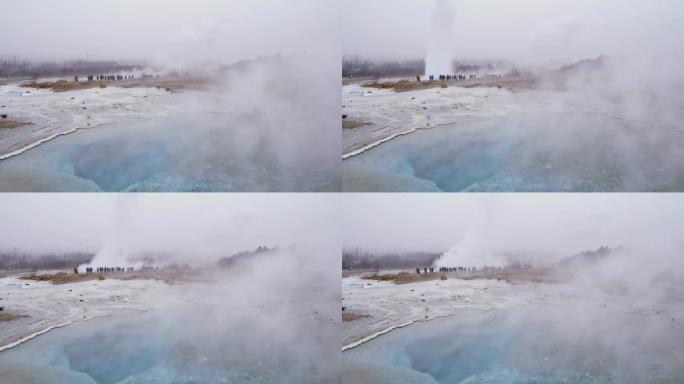 MS游客参观冰岛温泉间歇泉