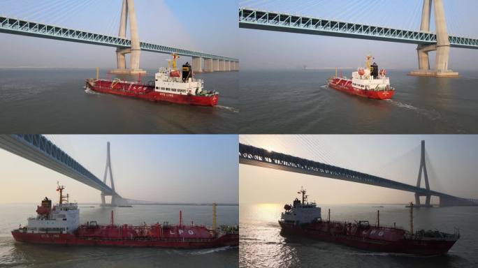 长江 大桥  万吨轮 危险品船 LPG