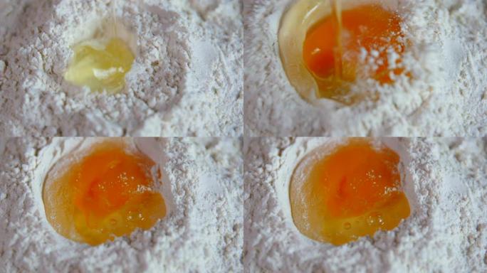 鸡蛋落入面粉中鸡蛋落入面粉中打鸡蛋液蛋糕