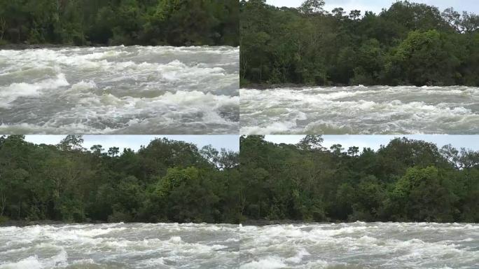 4k河水泛滥。河流空镜水流流动