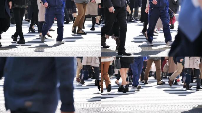 日本商人步行上班城市街头人流十字路口人流