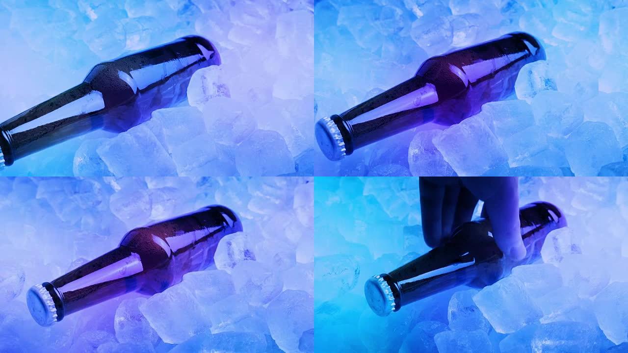 啤酒在聚会上从冰上捡起