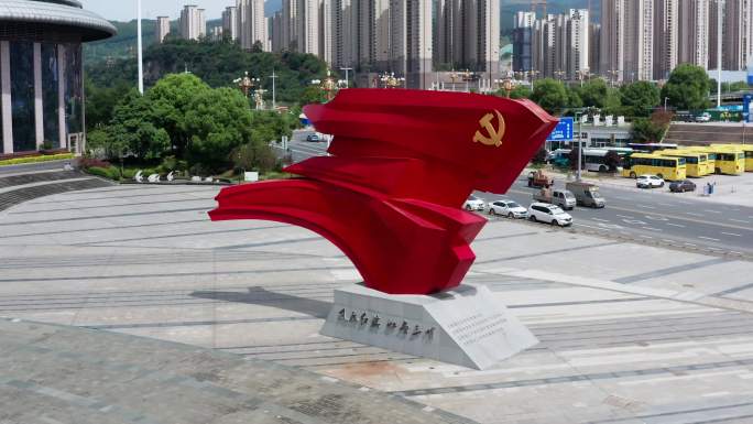 三明市红旗广场雕塑航拍