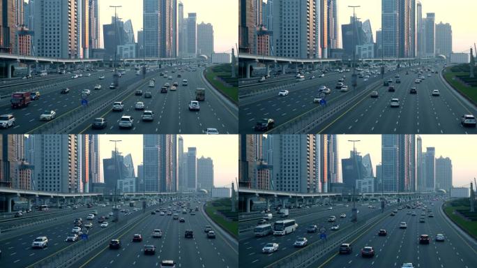 未来大都市城市街道的航拍