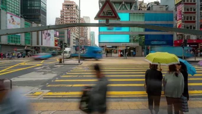 延时: 香港的行人及运输弥敦道旺角站