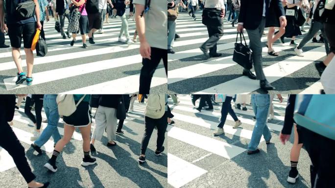 涩谷争先恐后穿越脚步步伐走路过道过路节奏