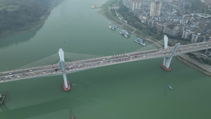 四川泸州老窖长江大桥航拍4K