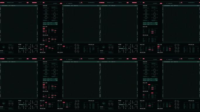 带有空白数字面板的数字接口，用于电影和有关未来，医学，警察的项目。