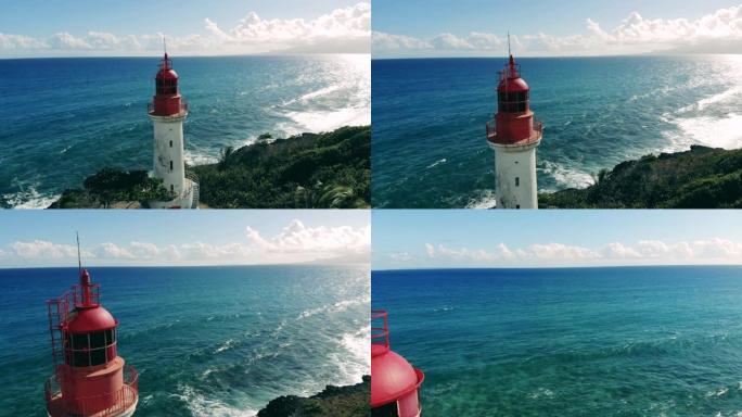 白天在海上的灯塔。