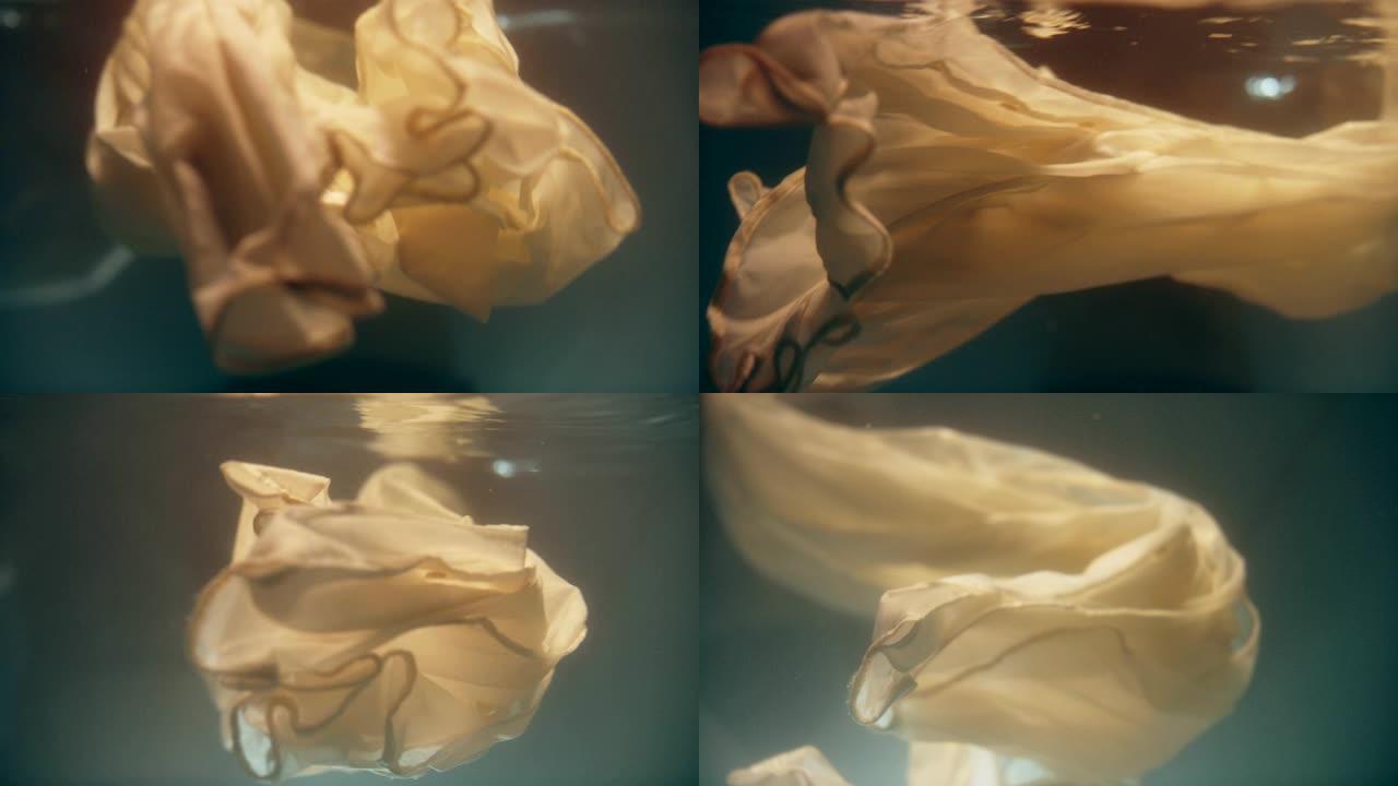 水下包裹丝绸视觉创意视频素材飘逸
