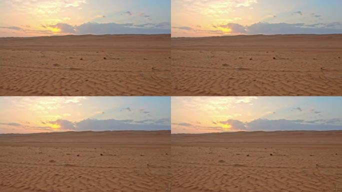 日落时阿曼沙漠中的WS