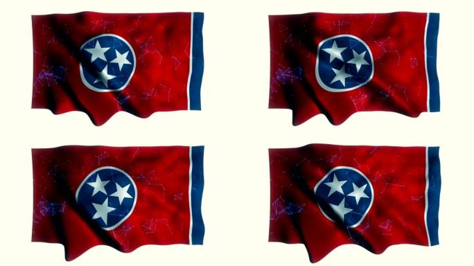 田纳西州的旗帜田纳西州旗帜飘扬三维动画渲