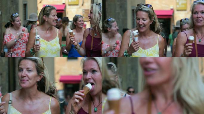 游客吃冰淇淋