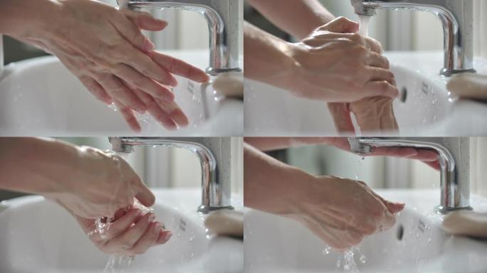 慢动作洗手升格自来水消毒