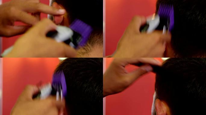 男人用修剪器4k修剪头发