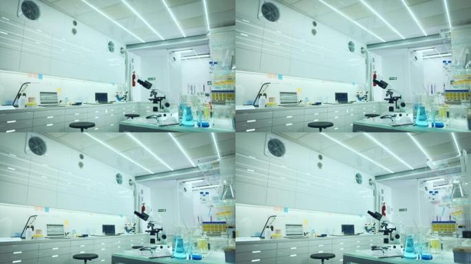 现代科学实验室。显微镜空境科技
