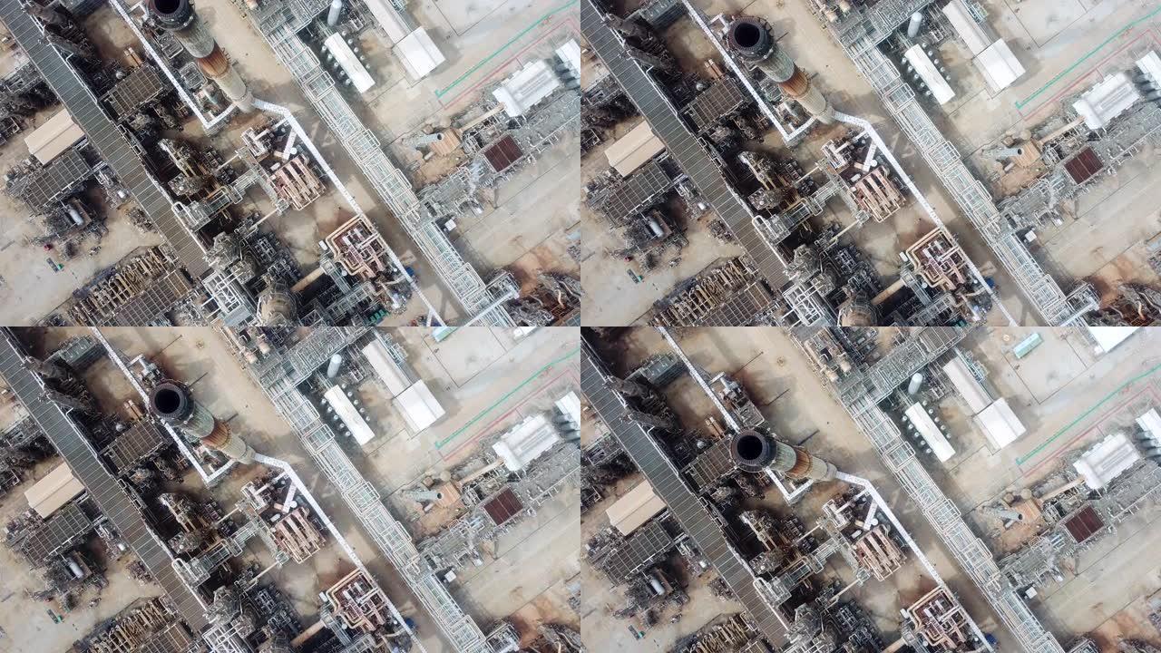 炼油厂设施鸟瞰图底视图俯拍航拍