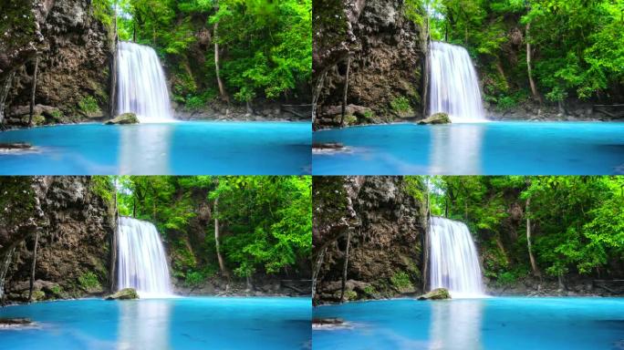 4K，泰国北碧府自然四面佛瀑布的延时美景