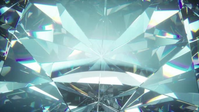 美丽的缓慢旋转钻石。无缝循环4k cg 3d动画，漂亮的循环抽象背景。