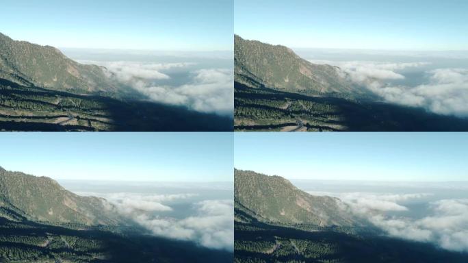 特内里费火山景观一半山峰一半云海天际线风