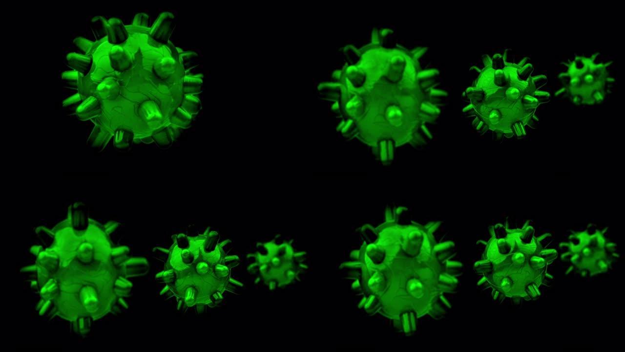 冠状病毒细胞动画。