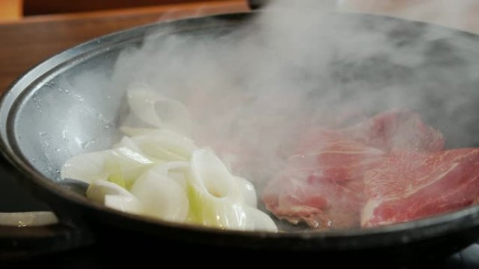 日本寿喜烧牛肉的4k Dci镜头
