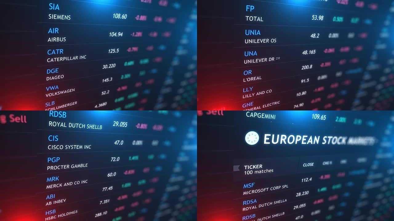 欧洲股市数字化视频素材