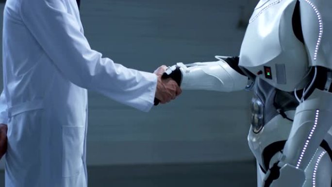 人和机器人握手人和机器人握手人工智能