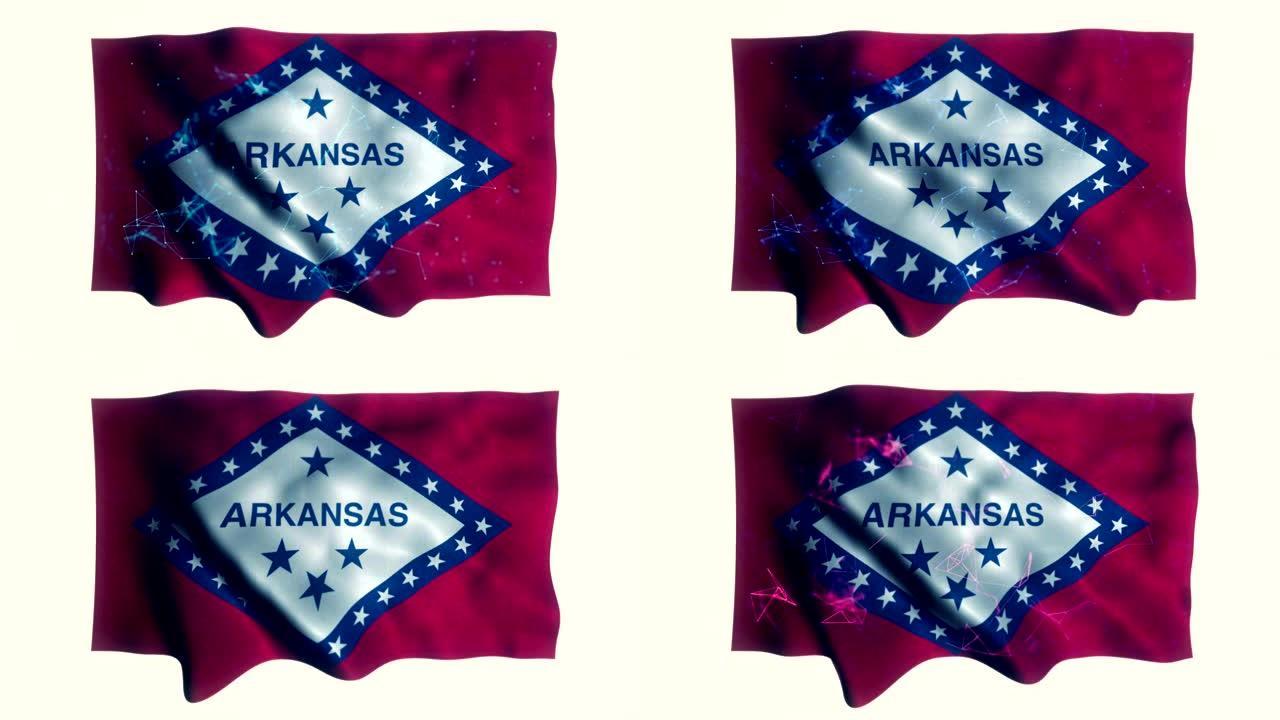 阿肯色州国旗旗帜飘扬红色旗帜