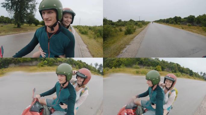 POV夫妇在坦桑尼亚骑踏板车