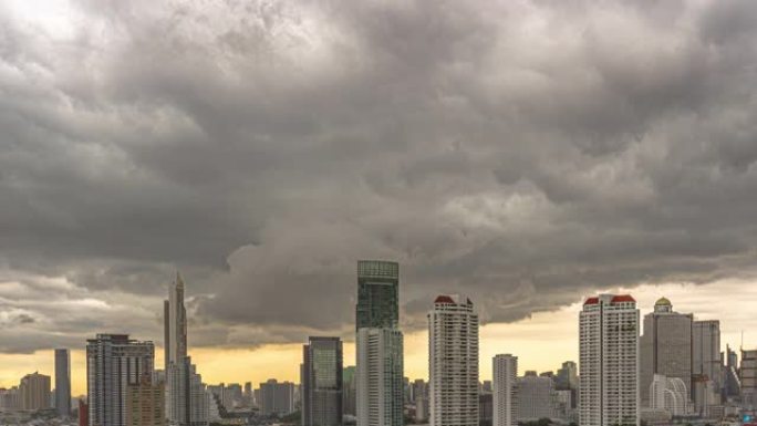 曼谷城市景观的时间流逝，有云风