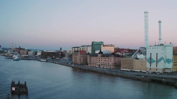 瑞典哥德堡市港口鸟瞰图