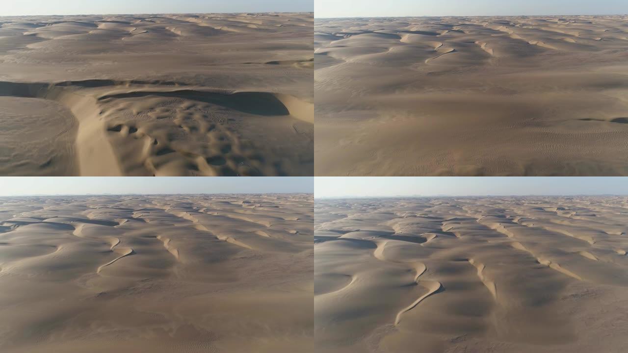 纳米比亚骷髅海岸纳米布沙漠美丽图案沙丘的4k鸟瞰图