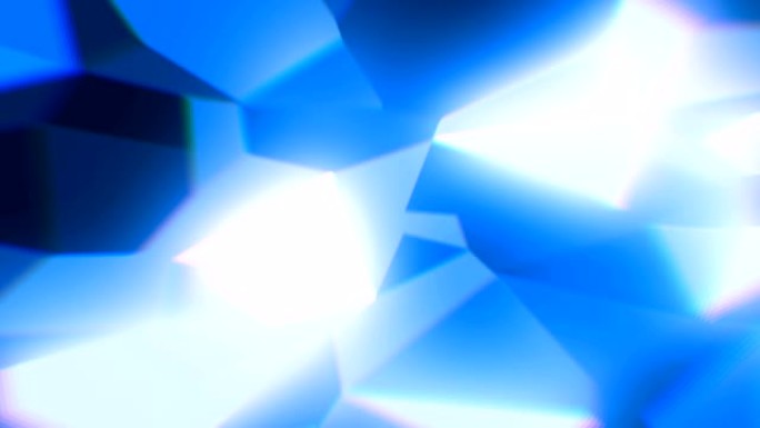 在发光面无缝的蓝色宝石内部移动。从内部查看蓝色颜色的钻石循环3d动画。珠宝概念。