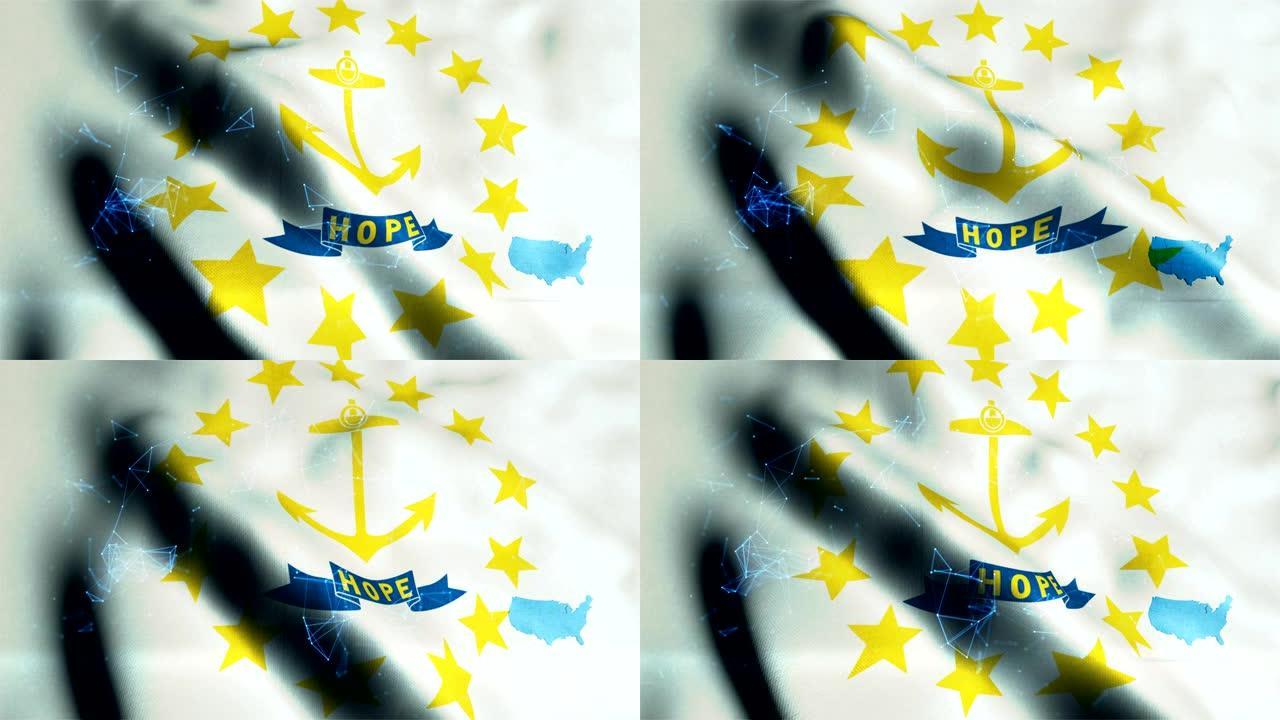 罗德岛州旗抽象创意创意视频蒙太奇