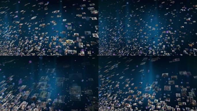 全球网络照片流图片展示粒子发射