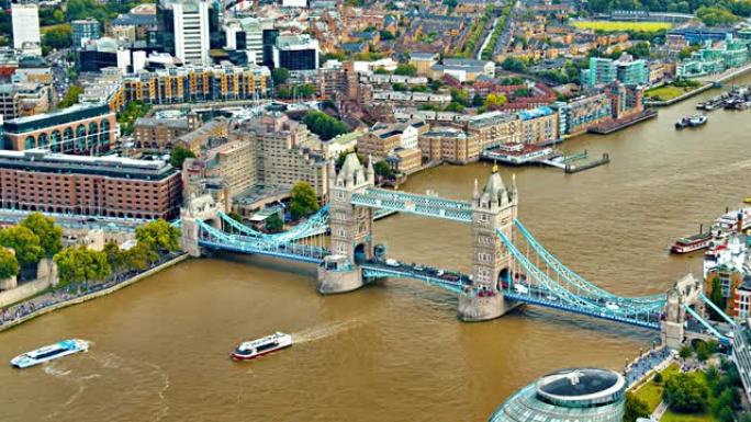 塔桥。鸟瞰图。泰晤士河。伦敦。鸟瞰图