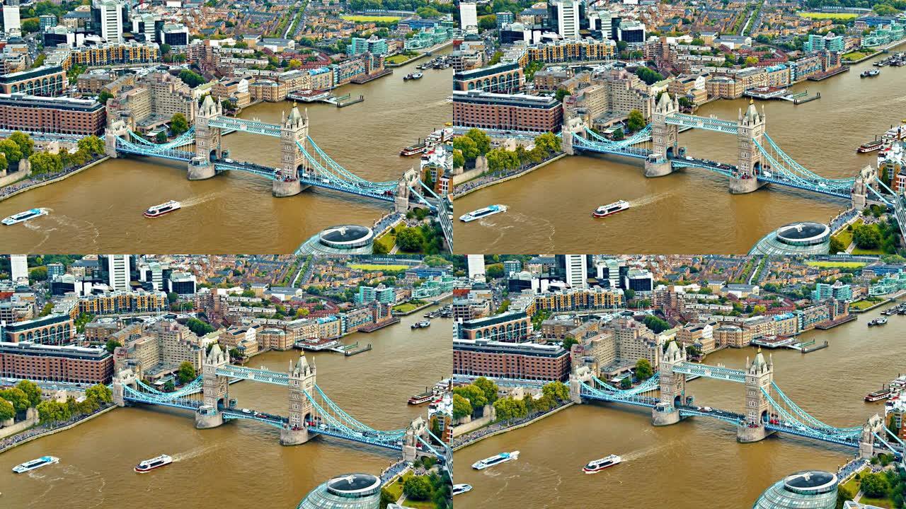 塔桥。鸟瞰图。泰晤士河。伦敦。鸟瞰图