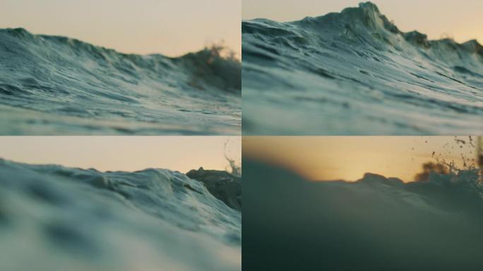 日落时梦幻般的波浪