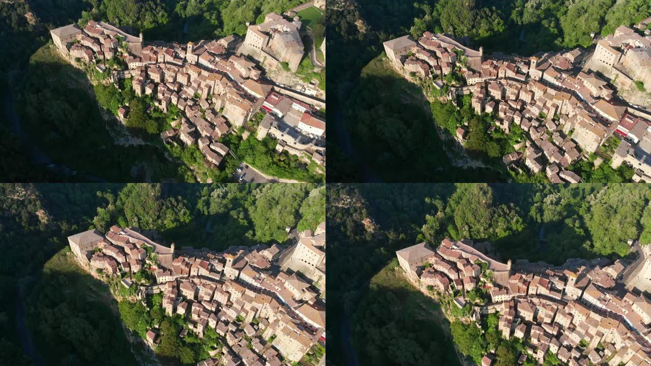 鸟瞰图意大利托斯卡纳南部格罗塞托省索拉诺老城
