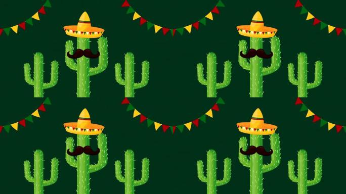 用仙人掌和帽子庆祝墨西哥人
