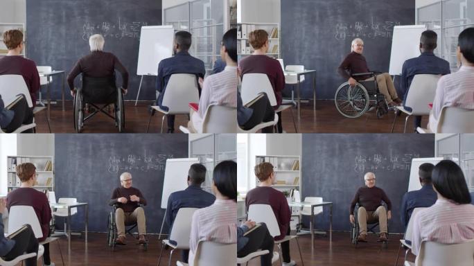 残疾男教授进入教室