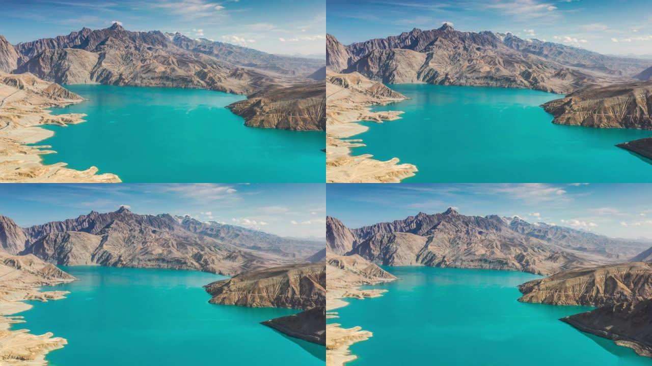 新疆鸟瞰图内陆湖新疆风光湖泊航拍