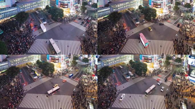 一群在道路上穿越涩谷的人